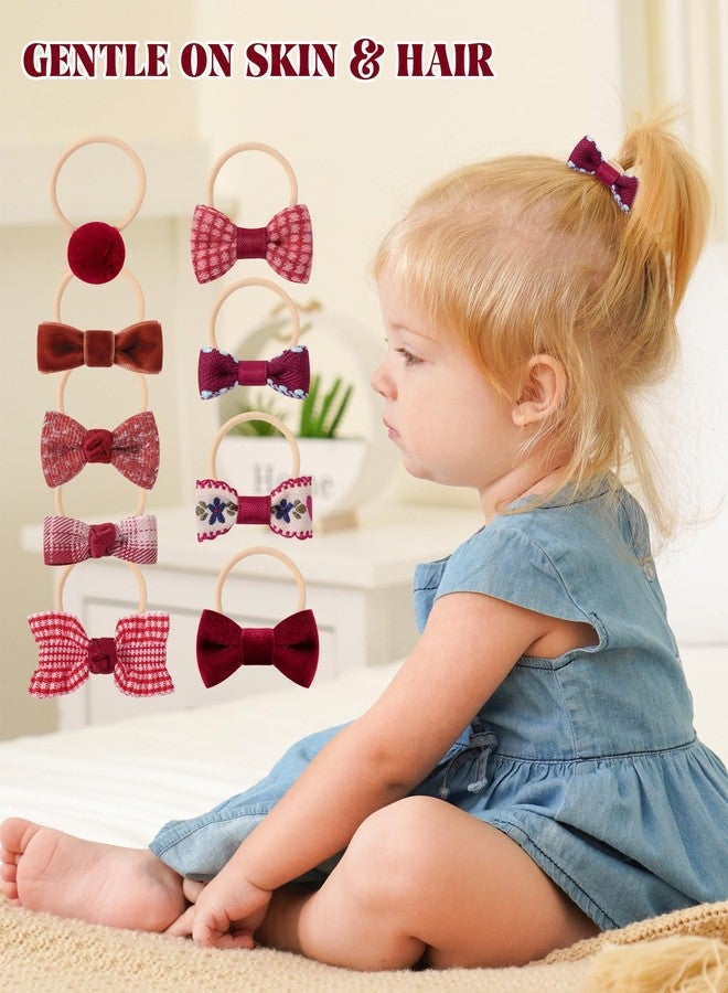 jollybows 20PCS Christmas Red Baby Hair Ties with Bows Small Ponytail Bow Holder Boutique Tiny Rubber Band Elastic Accessories for Kids, Toddlers, and Infants - Image 5